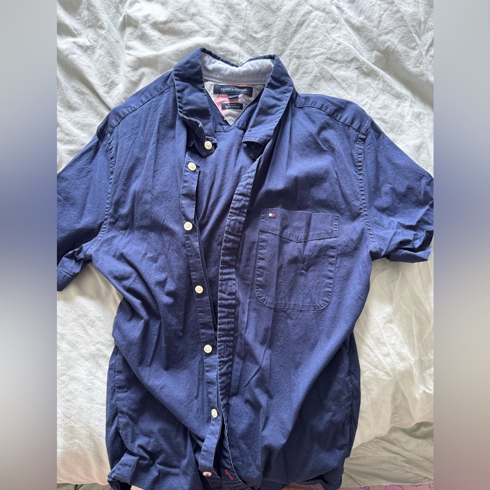 Tommy Hilfiger Navy Short Sleeve Button Down - slim fit